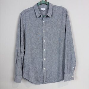 Hyden Yoo New York Classic Linen Blend Striped Button Down Shirt Navy White M